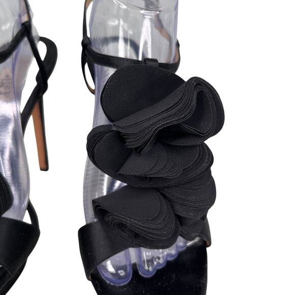 Badgley Mischka Black Satin Stilettos 5 1/2” Heel 9M - Picture 14 of 16